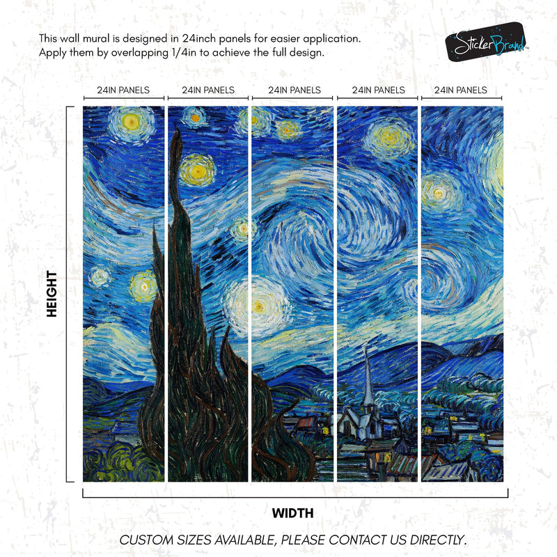 Vincent Van Gogh's The Starry Night Painting Wallpaper Mural.