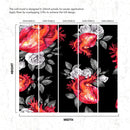 Valentines Hearts and Roses Watercolor Pattern Wall Mural. Black background.