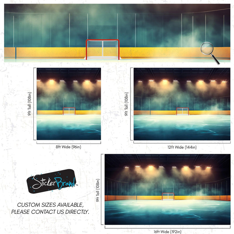 Hockey Rink Wallpaper Mural. Sports Theme Decor.