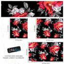 Valentines Hearts and Roses Watercolor Pattern Wall Mural. Black background.