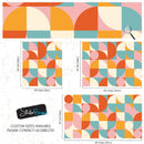 Geometric Shapes Contemporary Wall Mural. Pastel Color Orange, Pink, Blue, White.