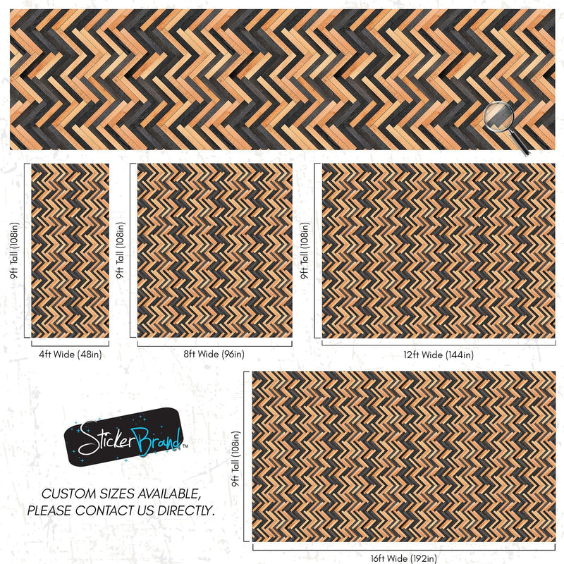 Modern Design Wooden Zigzag Panel Wallpaper Mural.