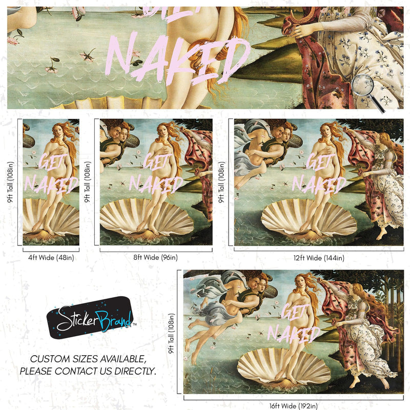 The Birth of Venus “Get Naked” Quote Wallpaper Mural