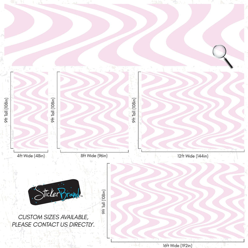 Pink Swirly Lines Abstract Wallpaper Mural.