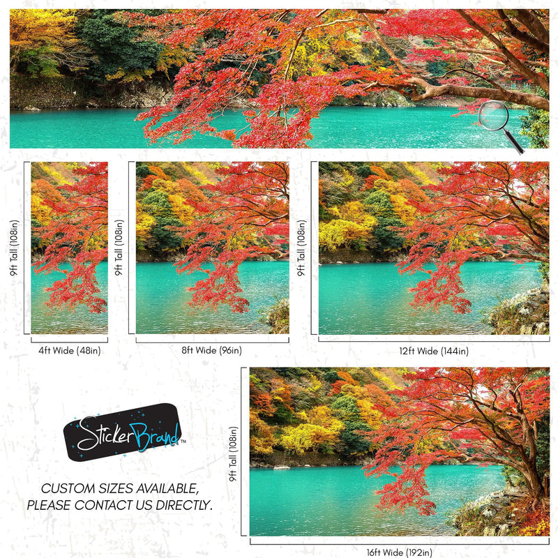 Colorful Teal Water Lake View Landscape Wallpaper Mural.