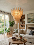 Vintage Amber Murano Glass Petals Drop Chandelier
