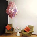 Huge Vintage Murano Pink Disks Chandelier