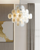 Round White Transparent Glass Disc Chandelier