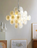 Round White Transparent Glass Disc Chandelier