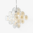Round White Transparent Glass Disc Chandelier