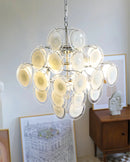 Round White Transparent Glass Disc Chandelier