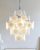 Round White Transparent Glass Disc Chandelier