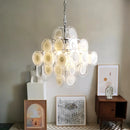 Round White Transparent Glass Disc Chandelier