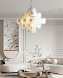 Round White Transparent Glass Disc Chandelier