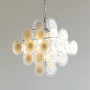 Round White Transparent Glass Disc Chandelier