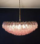 Pink Murano Rhombus Faceted Glass Chandelier