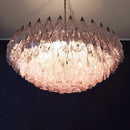 Pink Murano Rhombus Faceted Glass Chandelier