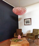 Pink Murano Rhombus Faceted Glass Chandelier