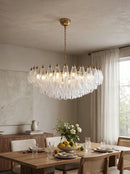 Murano Faceted Transparent Glass Chandelier