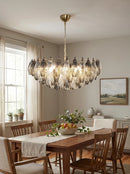 Murano Faceted Transparent Smoked Glass Chandelier
