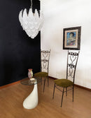 Murano Frosted Carved Glass Leaves Chandelier