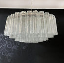Murano Large Transparent Glass Tube Chandelier