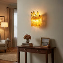 Murano Poliedri Amber Glass Wall Sconces