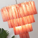 Murano Red Glass Tubes Chandelier
