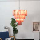 Murano Red Glass Tubes Chandelier