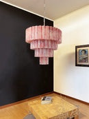 Murano Red Glass Tubes Chandelier