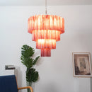Murano Red Glass Tubes Chandelier
