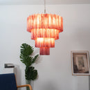 Murano Red Glass Tubes Chandelier