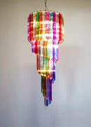 Murano Spiral Multicolor Prism Glass Chandelier