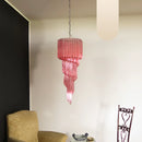 Murano Spiral Pink Prism Glass Chandelier