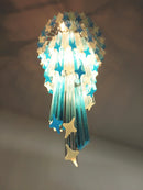 Murano Spiral Transparent Blue Prism Glass Chandelier