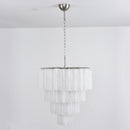 Murano White Glass Tubes Chandelier