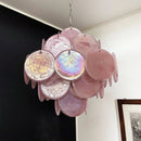 Round Pink Glass Chandelier
