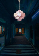 Round Pink Glass Chandelier
