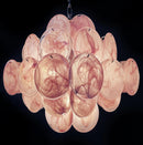 Round Pink Glass Chandelier