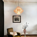 Round Pink Glass Chandelier