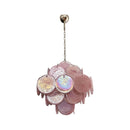 Round Pink Glass Chandelier