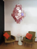 Round Pink Layered Glass Chandelier