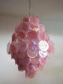 Round Pink Layered Glass Chandelier