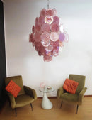 Round Pink Layered Glass Chandelier