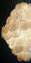 Round White Layered Glass Chandelier