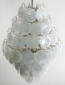 Round White Layered Glass Chandelier