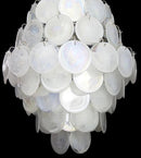 Round White Layered Glass Chandelier