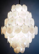 Round White Layered Glass Chandelier