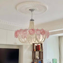 Murano Pink Disc Glass Chandelier