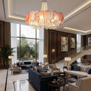 Murano Pink Disc Glass Chandelier